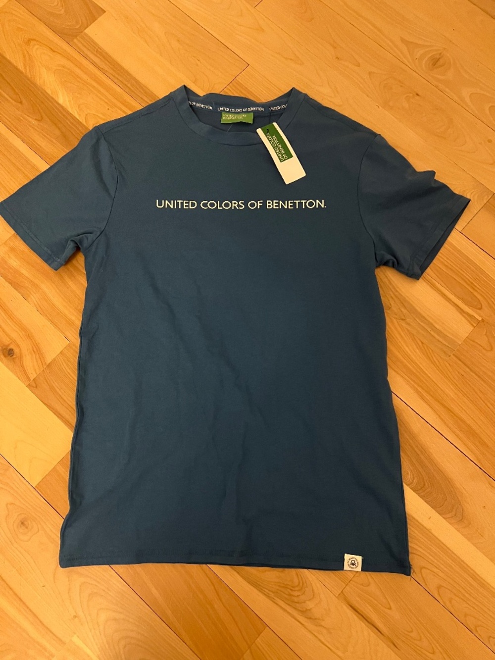 United Colors Of Benetton Teal Blue Logo T‑Shirt